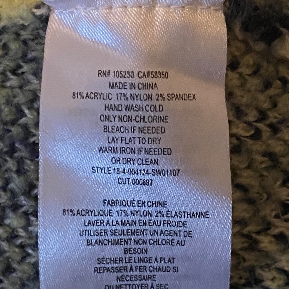 Current/Elliot Wes Striped Leopard Brushed Fuzzy Oversized Sweater, Sz 4 XL - Picture 11 of 11